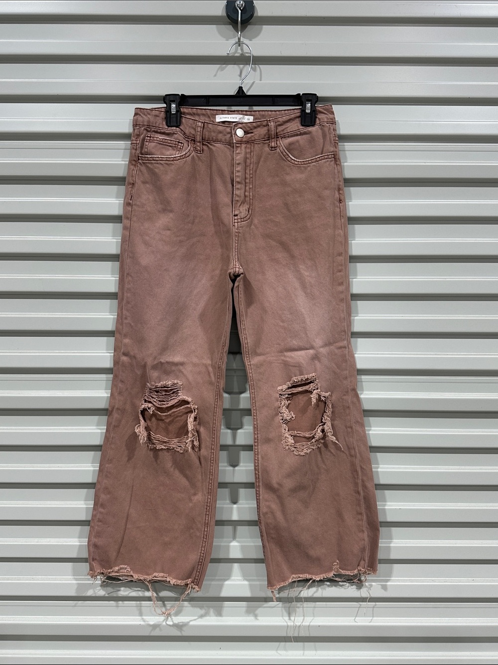 Altar'd State Mauve Distressed Cropped Jeans